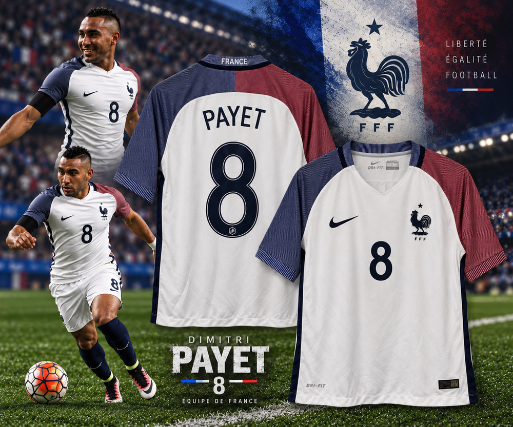 France Dimitri Payet #8 Nike 2016 Away Soccer Jersey Men's L 724614-100